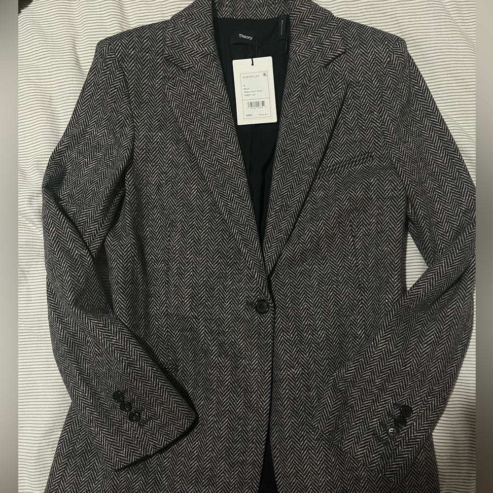 Theory Women's Herringbone Blazer in Black and White